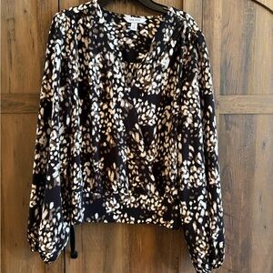 Nine West Black and Cream Patterned Blouse